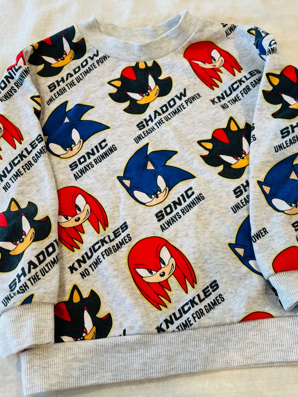 Sonic Characters Kids Crewneck Sweatshirt - Gray/Blue/Red size 5 boys